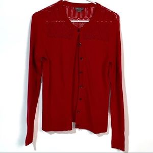 Eddie Bauer Red Lace Cardigan